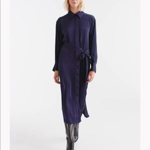 H&M Long Button Shirt Dress in Black, Small